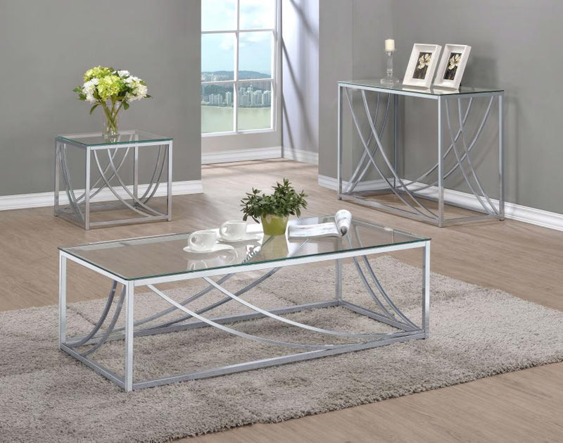 Lille - Rectangular Glass Top Coffee Table - Chrome - Atlantic Fine Furniture Inc