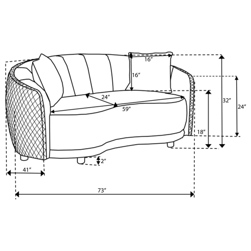 Brookside - Velvet Upholstered Curved Loveseat - Dark Gray