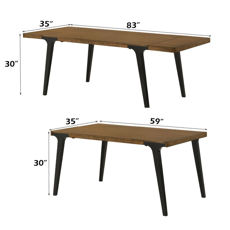 Hillary - Dining Table With 2 Leaves - Walnut & Black