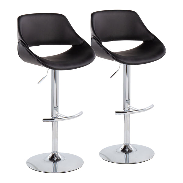 Fabrico - Contemporary Adjustable Bar Stool With Rounded T Footrest (Set of 2)