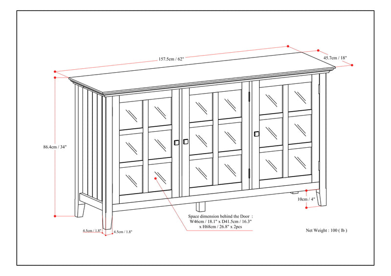 Acadian - Wide Storage Cabinet Handcrafted