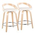 Grotto - Contemporary Fixed Height Counter Stool & Swivel, Round Footrest (Set of 2)