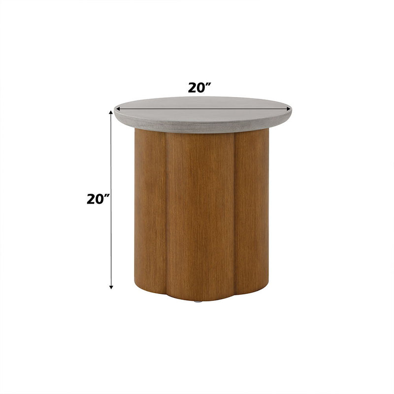 Evelyn - End Table - Faux Concrete Top & Walnut  Finish