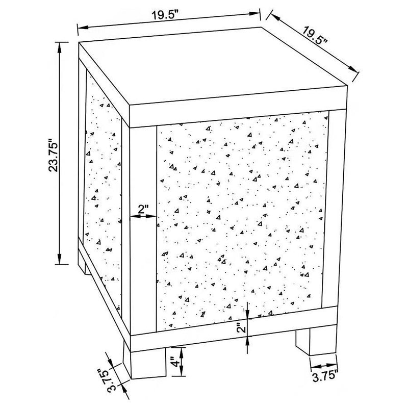 Gillian - Rectangular Mirrored Acrylic Side End Table - Silver