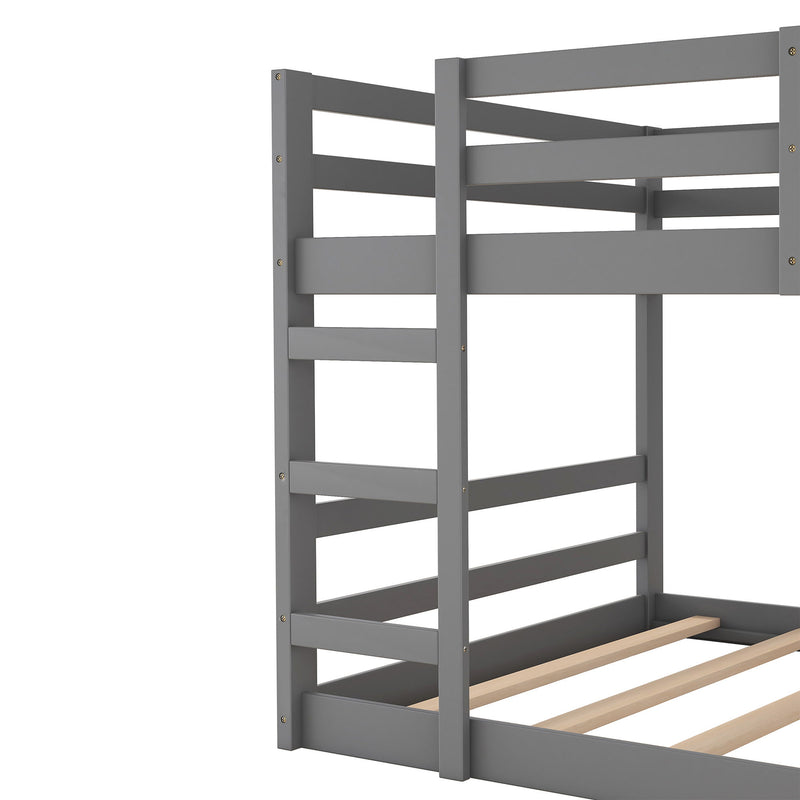 77.4" Full Over Full Bunk Bed With Ladder - Gray