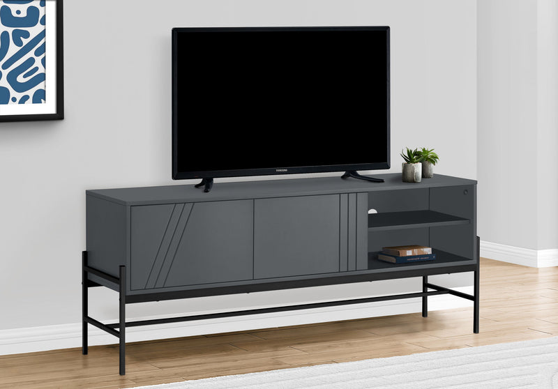 TV Stand, Console, Media Entertainment Center, Storage Cabinet, Contemporary Convenient Design - Gray