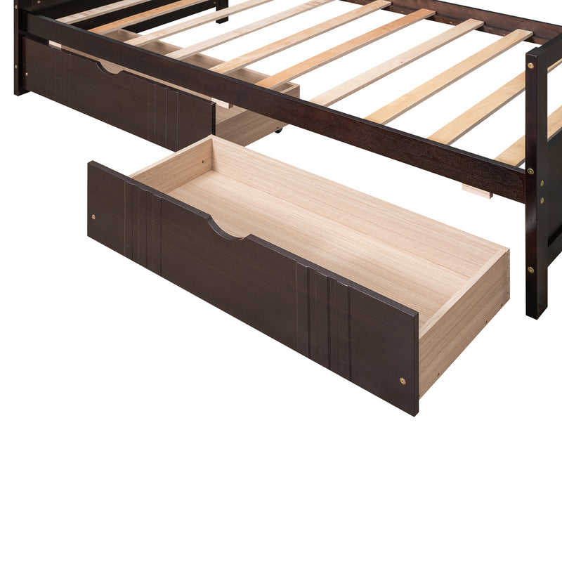 Twin Size Daybed Wood Bed with Two Drawers,Espresso(OLD SKU:LP000057AAP)