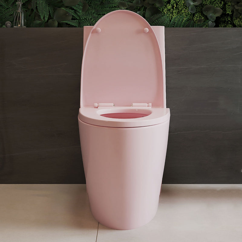 1.1 / 1.60 Gpf Dual-Flush One Piece Toilet, Water-Saving Elongated Comfort Height Floor Mounted, Soft Close 1000 Gram Map Flushing Score Toilet 23T01-Rs - Rose