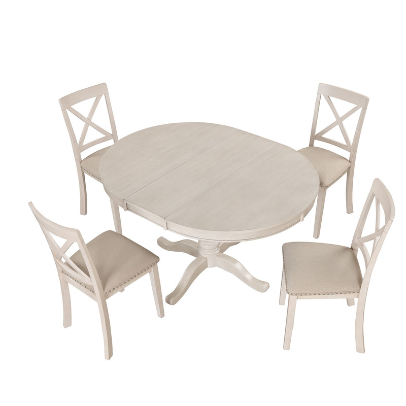 Modern Dining Table Set For 4, Round Table And 4 Kitchen Room Chairs, 5 Piece Kitchen Table Set For Dining Room, Dinette, Breakfast Nook