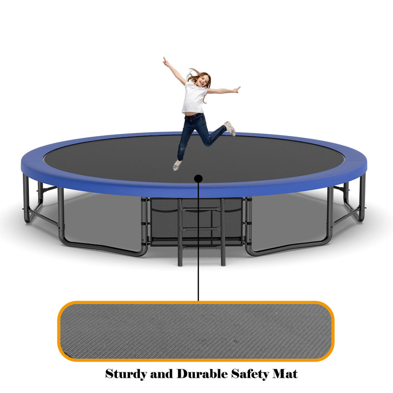 Outdoor Trampoline For Kids And Adults, Pumpkin Trampolines With Curved Poles, Heavy Duty Trampoline Anti-Rust Coating Astm Approval - Blue