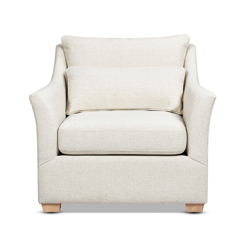 Ada - Flared Arm Contemporary Armchair With Lumbar Pillow - Flax White