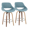 Fabrico - Mid Century Modern, Fixed Height Counter Stool With Round Footrest (Set of 2)