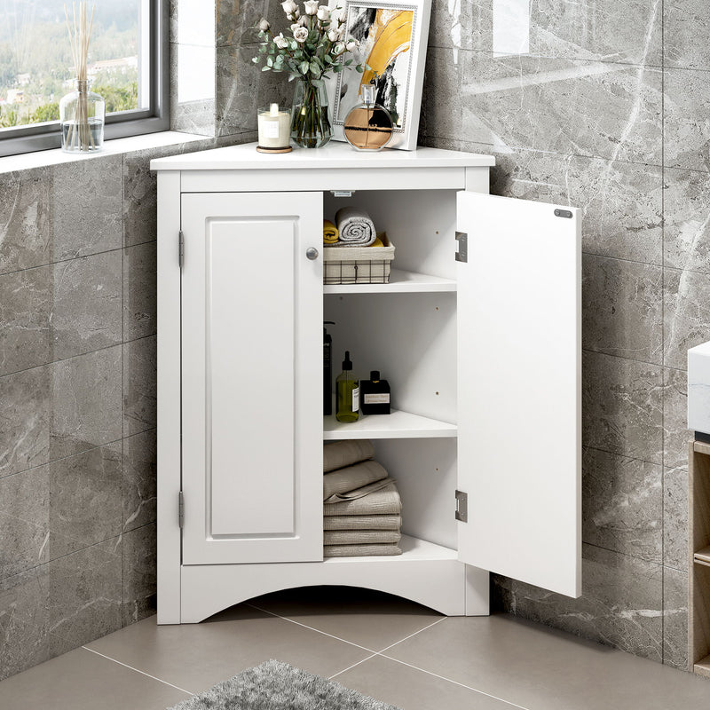 Triangle Bathroom Storage Cabinet With Adjustable Shelves, Freestanding Floor Cabinet For Home Kitchen