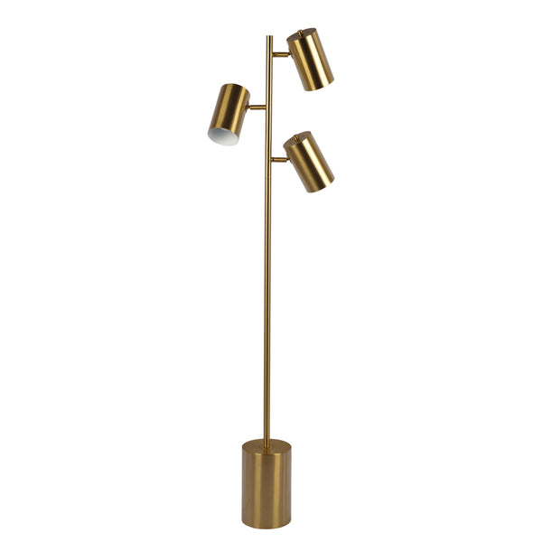 Harmony - Floor Lamp With Rotary Switch Triple Spots Block Base - Gold