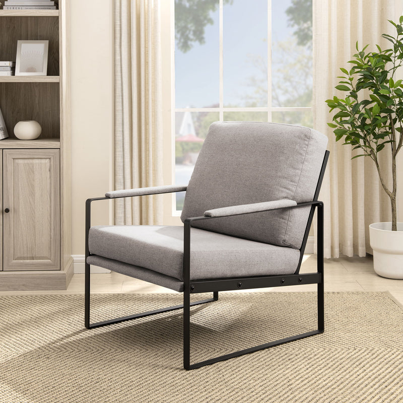 Contemporary Square Metal Frame Accent Chair