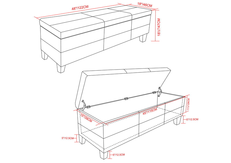 Afton - Large Storage Ottoman Bench