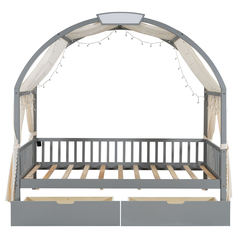 Bed With Arched Roof And 2 Drawers