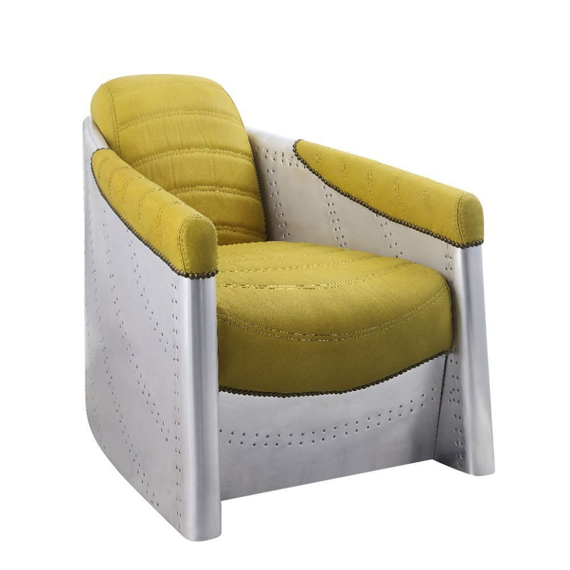 Brancaster - Accent Chair - Yellow Top Grain Leather & Aluminum