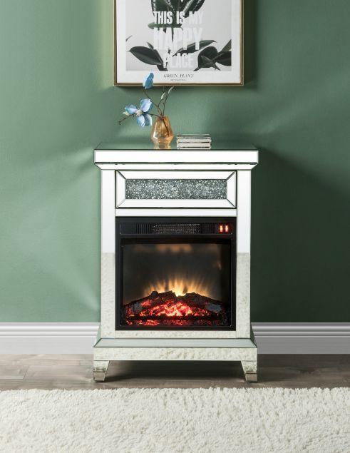 Noralie - Fireplace - Pearl Silver - 35" - Atlantic Fine Furniture Inc