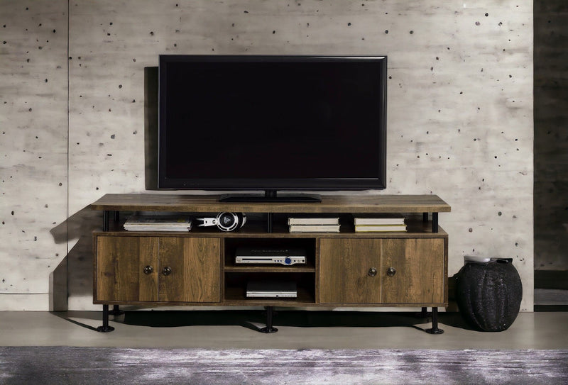 Ensata II - TV Stand - Rustic Oak / Black