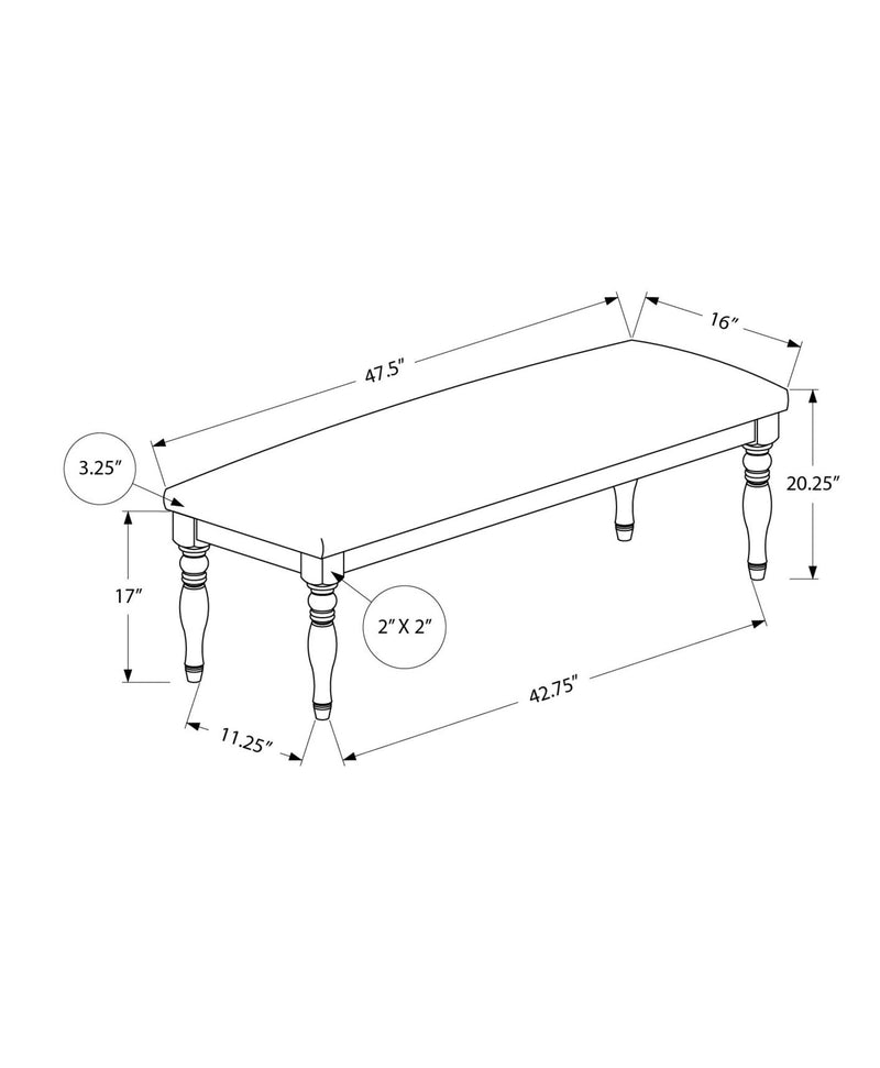 Bench, Rectangular, Upholstered, Transitional - Gray