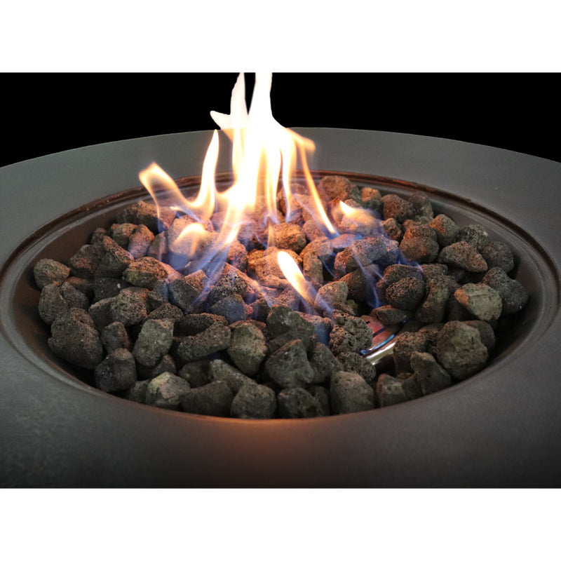 Fiber Reinforced Propane Gas Outdoor Fire Pit Table With Lid - Charcoal