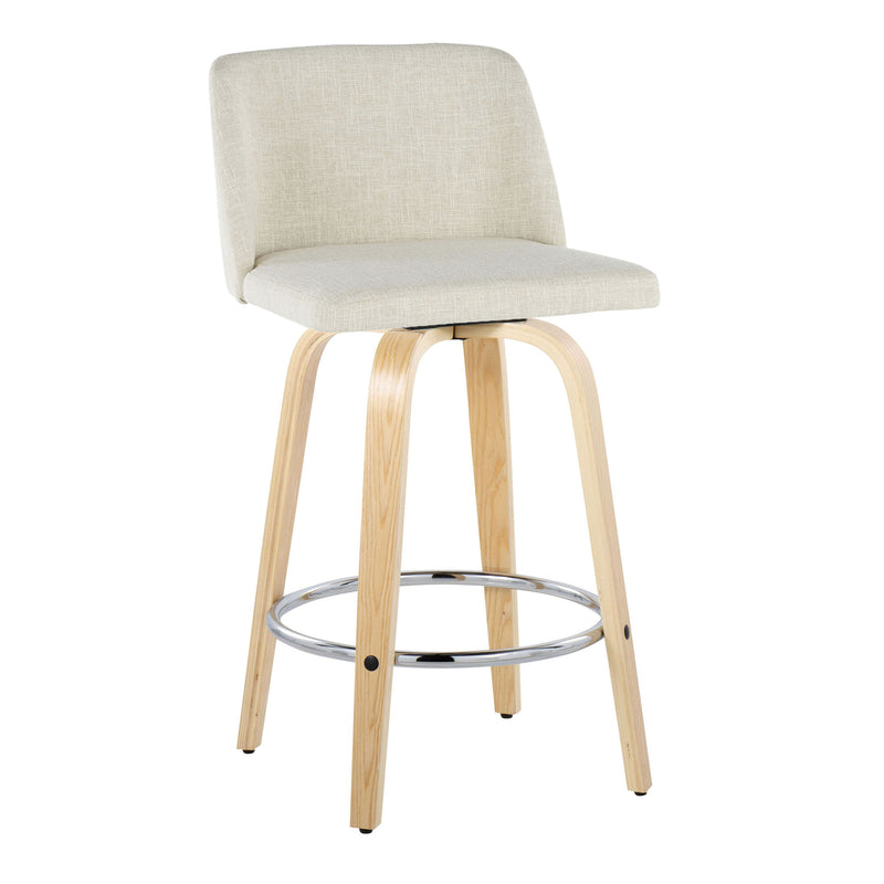 Toriano - Contemporary Modern Fixed Height Counter Stool Swivel With Round Footrest (Set of 2)