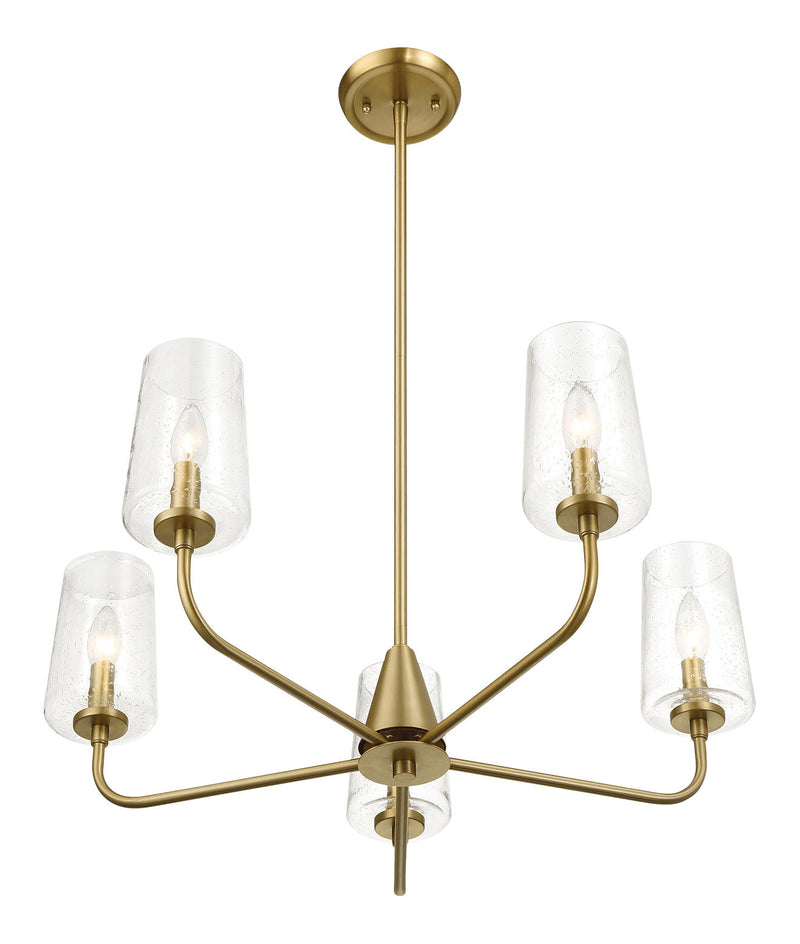 Dazzle - 5 Lights Chandelier With Clear Seeded Satin - Antique Brass / Clear / Gold