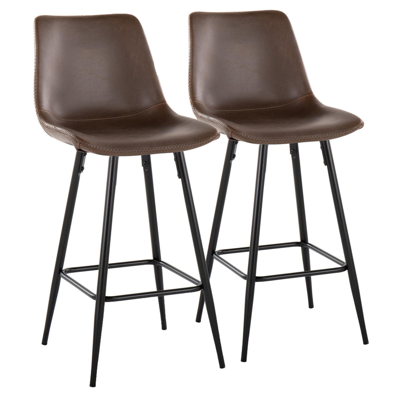 Durango - Industrial / Urban Fixed Height Counter Stool Square Footrest (Set of 2) - Black / Espresso