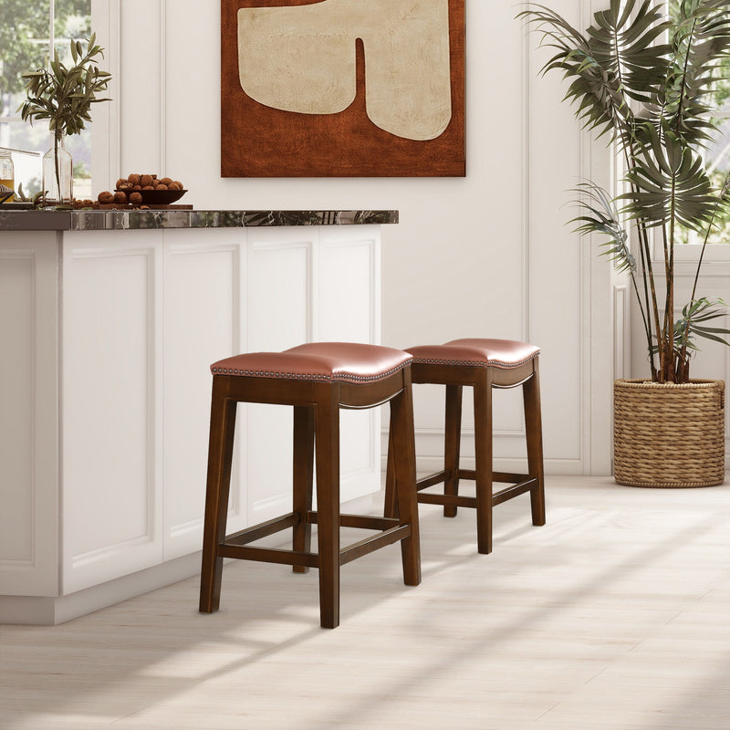 Barlow - Backless Saddle Counter Stool - Brown