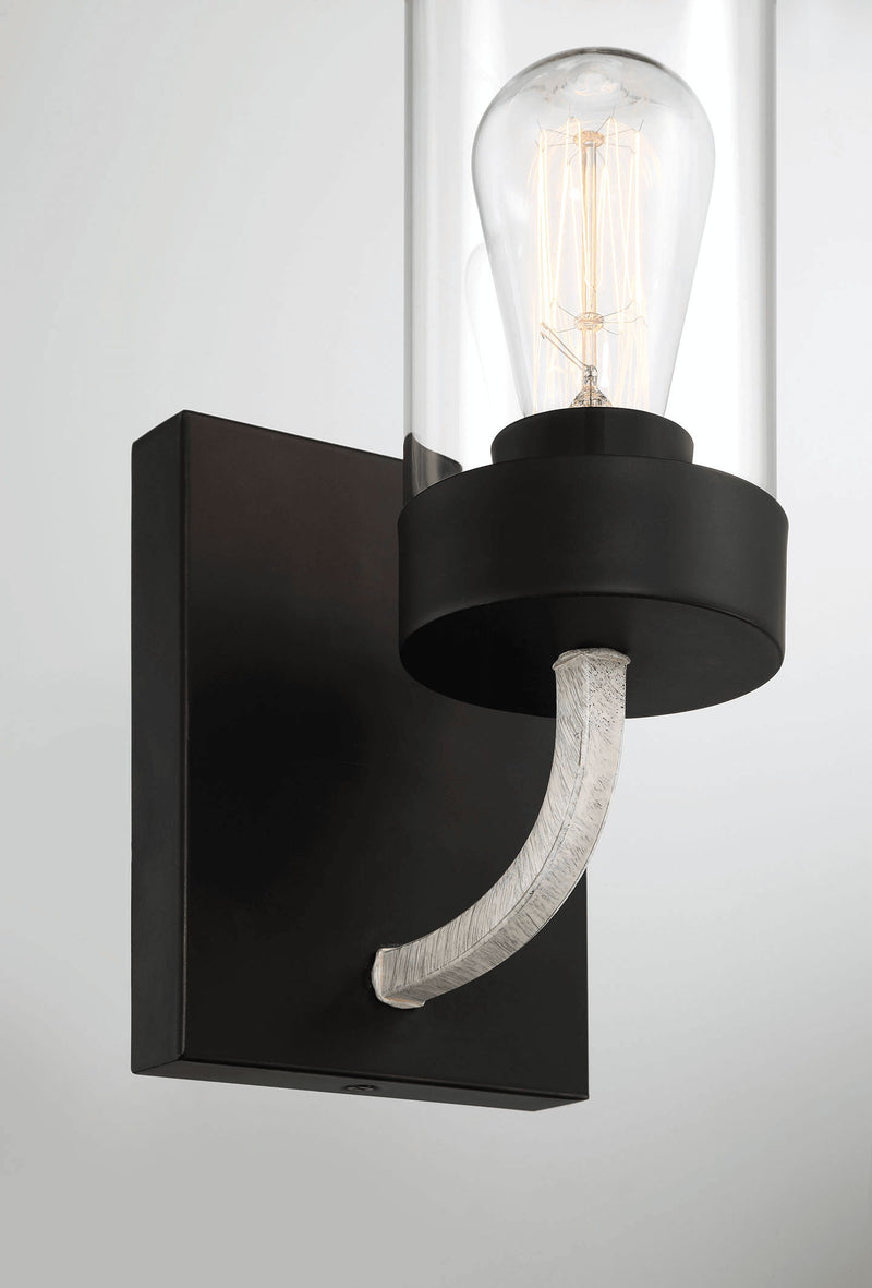 Zephyr - Single Light Sconce - Black / Clear