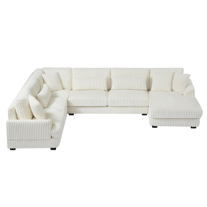 Oversized Sectional Sofa U - Shaped Sofa Couch Modern Sofa Upholstered In Soft Corduroy With A Chaise Lounge For Living Room