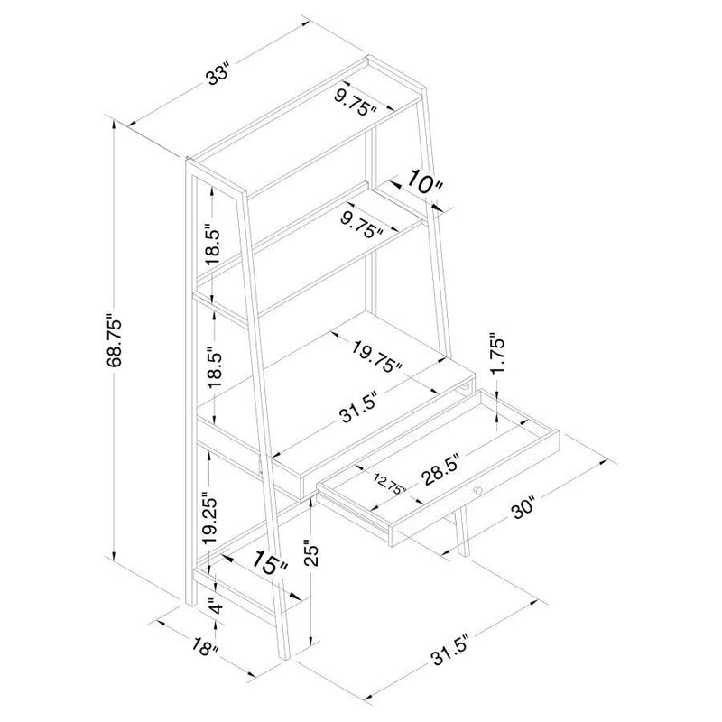 Pinckard - 1-Drawer Writing Desk With Shelf - Gray Stone