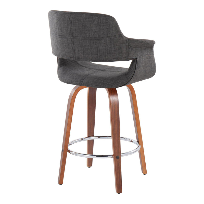 Vintage Flair - Mid-Century Modern Fixed Height Counter Stool With Swivel With Round Footrest (Set of 2)