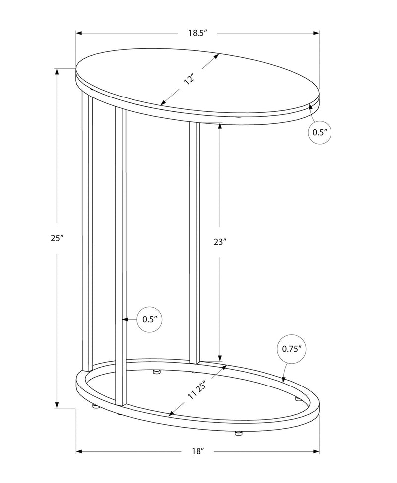 Accent Table, C - Shaped, Glossy Contemporary - White