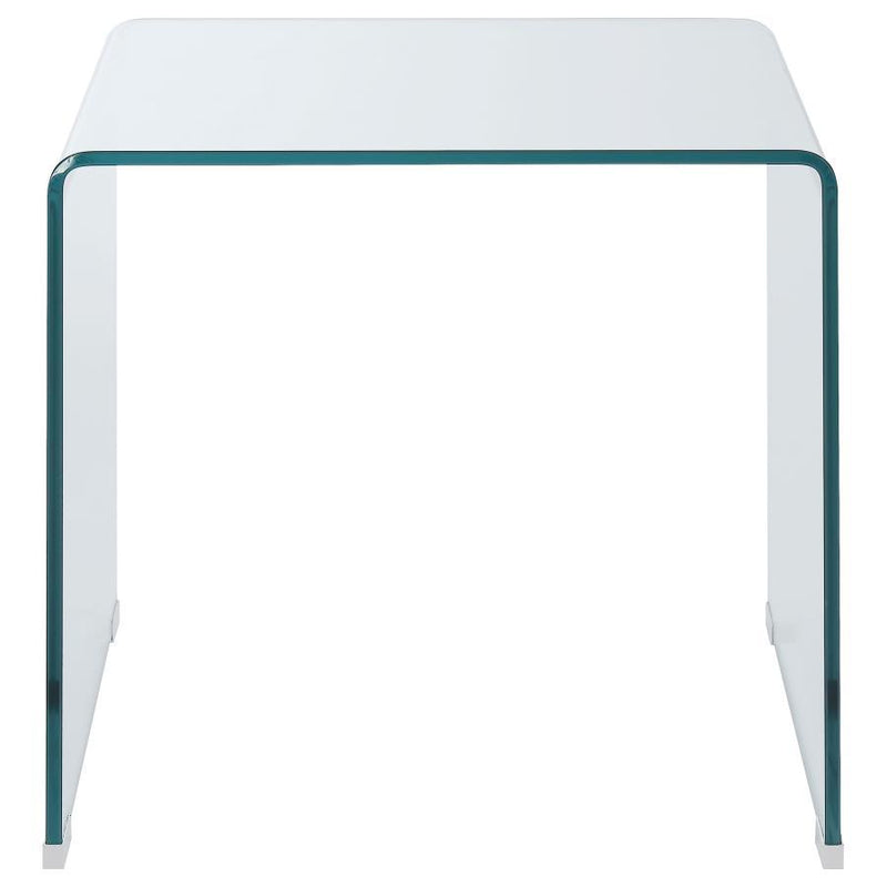 Ripley - Squared Tempered Bent Glass Side End Table - Clear - Atlantic Fine Furniture Inc