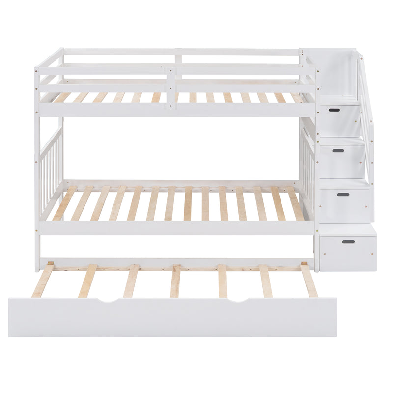 Twin over Twin/Full Bunk Bed with Twin Size Trundle (White)(OLD SKU :LP000025AAK)