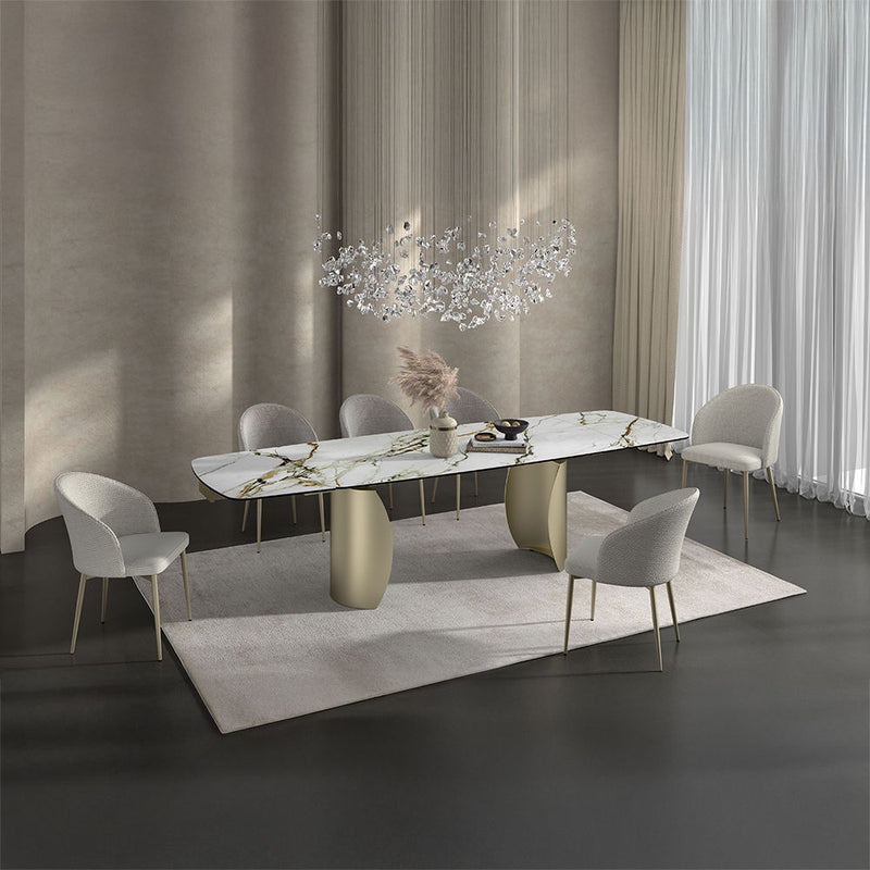 Cora - Dining Table - Ceramic Top & Golden Champange Finish