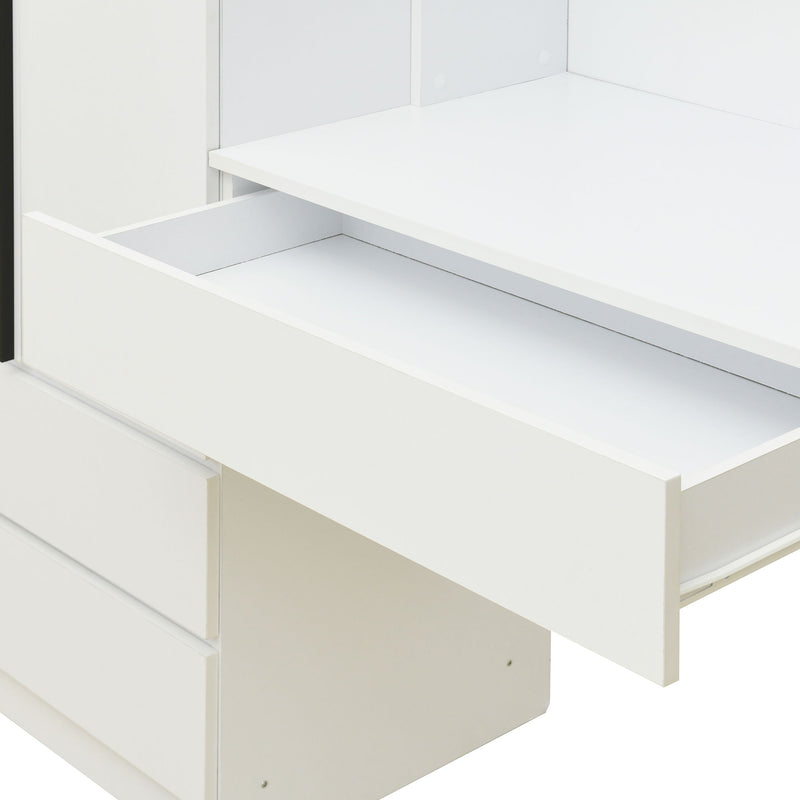 3 Door Storage Desk Wardrobe For Bedroom With Shelves And 3 Drawers