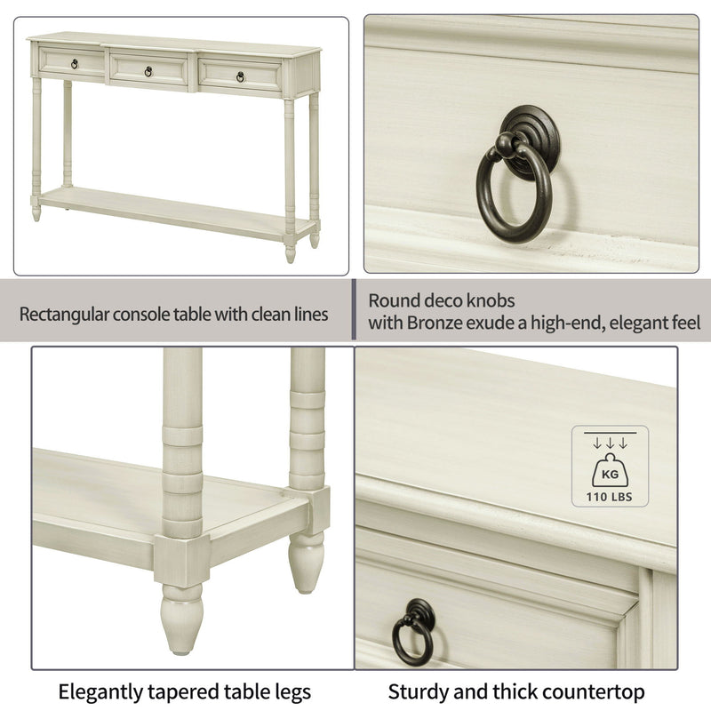 Console Table Sofa Table With Drawers For Entryway With Projecting Drawers And Long Shelf