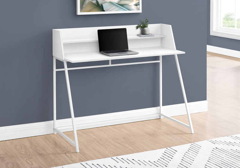 Computer Desk For Home Office, Laptop, Storage Shelves, Marble Look Contemporary & Modern