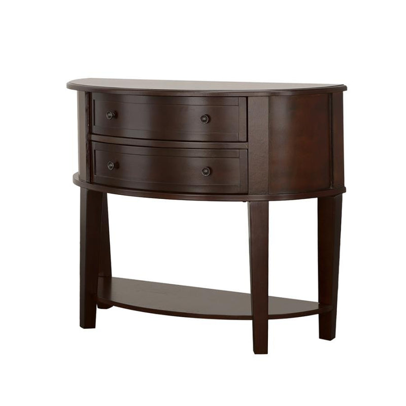 Diane - 2-Drawer Demilune Entryway Console Table - Cappuccino