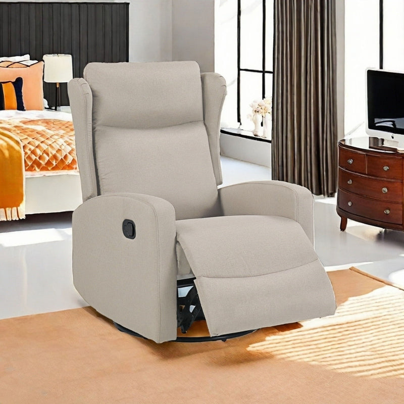 Rocking Swivel Recliner Chair For Living Room, 360 Degree Swivel, Adjustable Modern Reclining Chair, Classic And Traditional Recliner Sofa With Lumbar Support - Ligth Gray