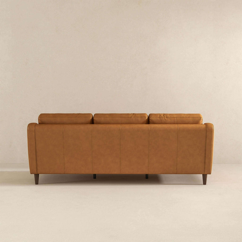 Cooper - Mid-Century Modern Leather Sofa - Light Tan / Tan