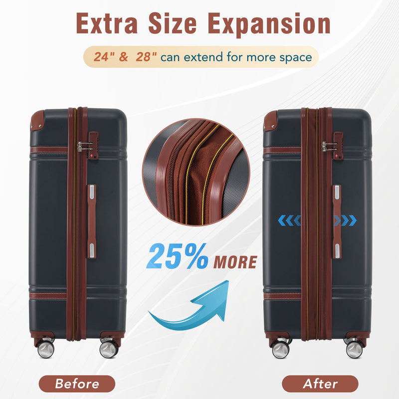 Hardshell Luggage Sets 4 Pieces 20" / 24" / 28" Luggages And Cosmetic Case Spinner Suitcase With Tsa Lock Lightweight