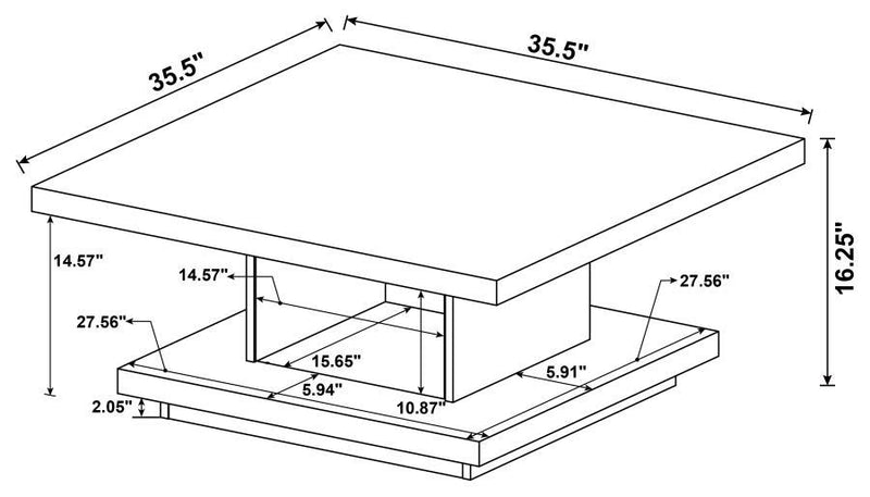 Reston - Square Engineered Wood Coffee Table - Cappuccino - Atlantic Fine Furniture Inc