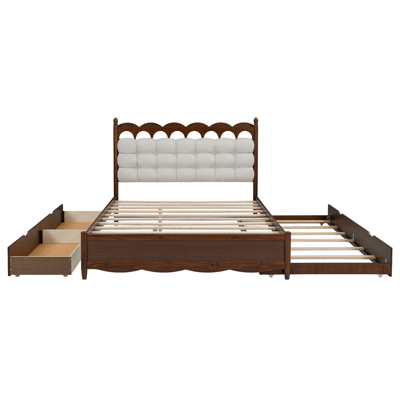 Storage Platform Bed, With 2 Big Drawers, Trundle, One Set Of Sockets & USB Ports