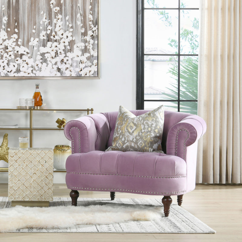 La Rosa - Victorian Tufted Upholstered Accent Chair - Lavender