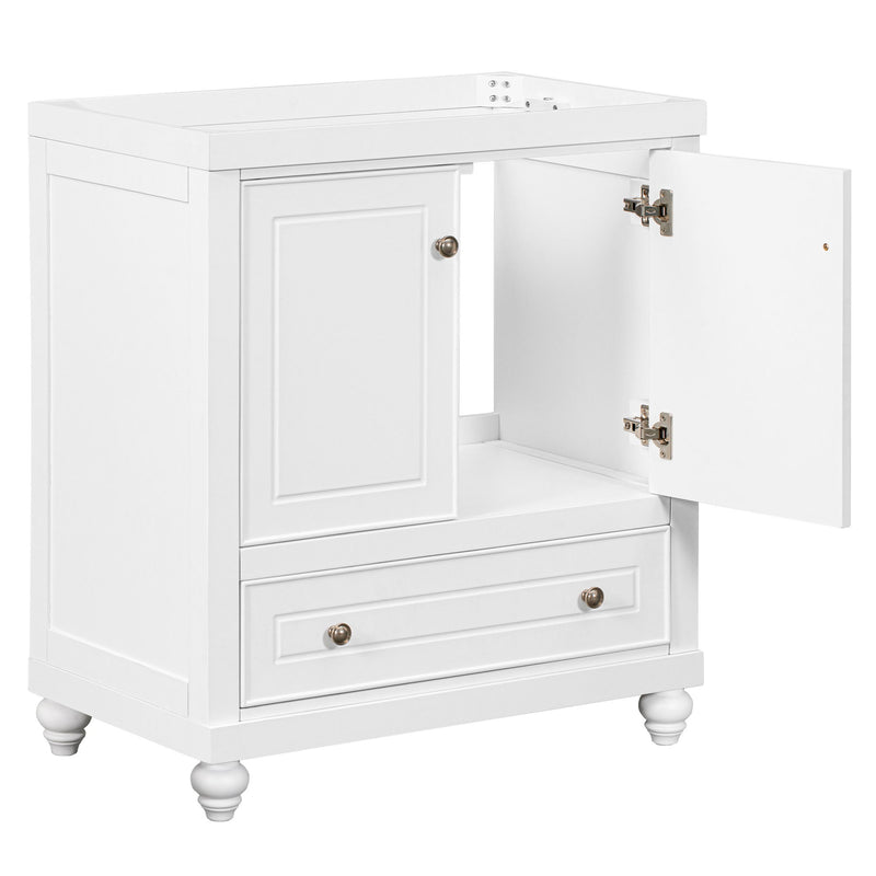 Bathroom Vanity Without Sink, Base Only, Cabinet With Doors And Drawer, Solid Frame And MDF Board - White