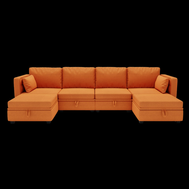 UNITED WE WIN Modular Sectional Sofa U Shaped Modular Couch with Reversible Chaise Modular Sofa Sectional Couch with Storage Seats